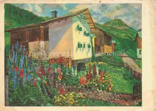 AK / Ansichtskarte DAVOS GR Bauerngarten Kuenstlerkarte