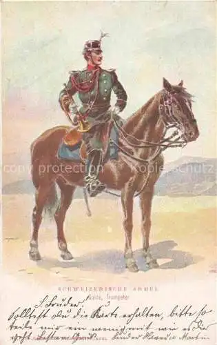 AK / Ansichtskarte Militaria Schweiz Armee Guide Trompeter Pferd 