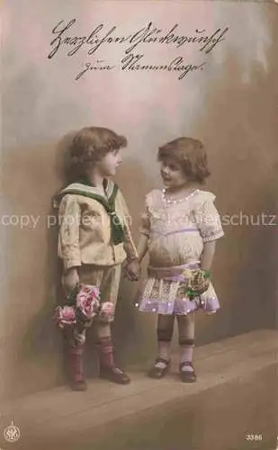 AK / Ansichtskarte Foto NPG Nr. 3386 Kinder Rosen Namenstage
