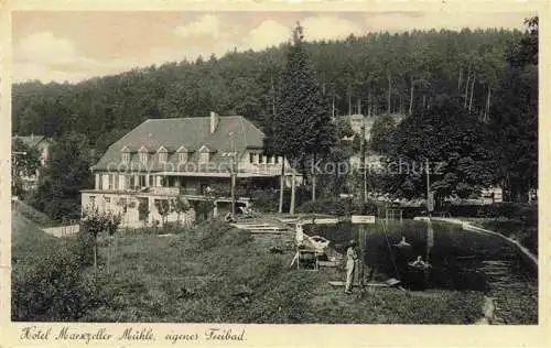AK / Ansichtskarte Marxzell Karlsruhe BW Gasthaus Pension Marxzeller Muehle im Albtal Freibad