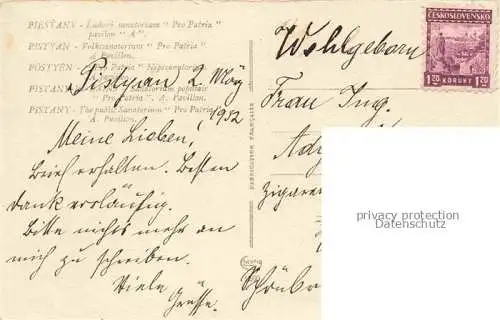 AK / Ansichtskarte Piestany Pistian Poestyen SK Volkssanatorium Pro Patria Pavillon