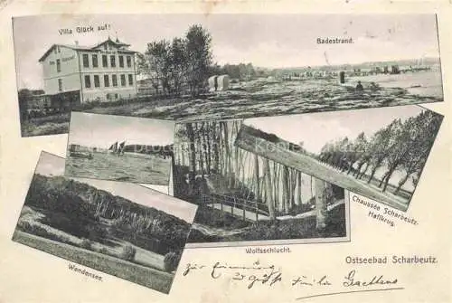 AK / Ansichtskarte SCHARBEUTZ Ostseebad Villa Glueck auf Badestrand Wendensee Wolfsschlucht Chaussée Scharbeutz-Haffkrug