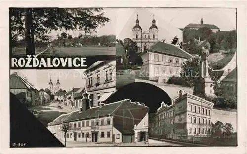 AK / Ansichtskarte Rozdalovice Jicin Jitschin Koeniggraetz CZ Teilansichten Motive Stadtzentrum Kirche Denkmal