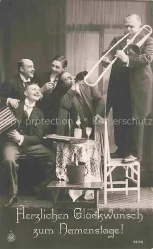 AK / Ansichtskarte Foto NPG Nr. 3648 Namenstage Musikanten Bier Posaune 