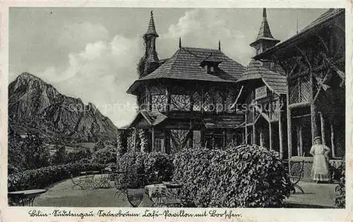 AK / Ansichtskarte Bilin Bilina Sauerbrunn CZ Kaffee-Pavillon mit Borschen