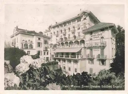 AK / Ansichtskarte LUGANO Lago di Lugano TI Hotel Weisses Kreuz Pension Schiller