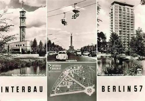 AK / Ansichtskarte BERLIN Interbau Berlin 57 Kaiser Friedrich Gedaechtniskirche Siegessaeule Hochaus im Hansaviertel