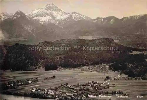 AK / Ansichtskarte St Niklas Faakersee Kaernten AT Gesamtansicht mit Alpenpanorama