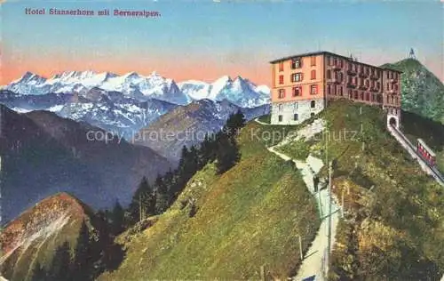 AK / Ansichtskarte Stanserhorn 1898m NW Hotel Stanserhorn mit Berneralpen
