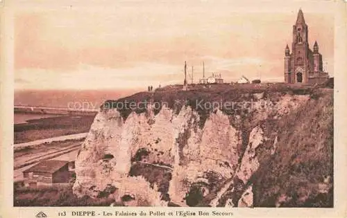 AK / Ansichtskarte DIEPPE 76 Seine-Maritime Les Falaises du Pollet et l'Eglise Bon Secours