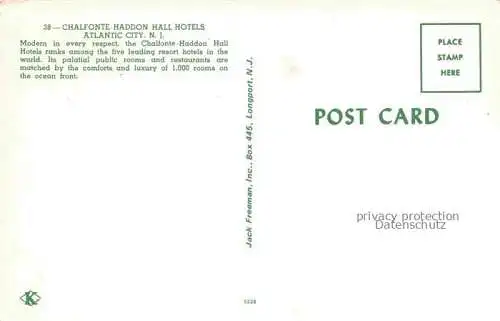 AK / Ansichtskarte Atlantic City New Jersey USA Chalfonte Haddon Hall Hotels 