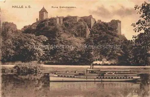 AK / Ansichtskarte HALLE  SAALE Ruine Giebichenstein Fahrgastschiff
