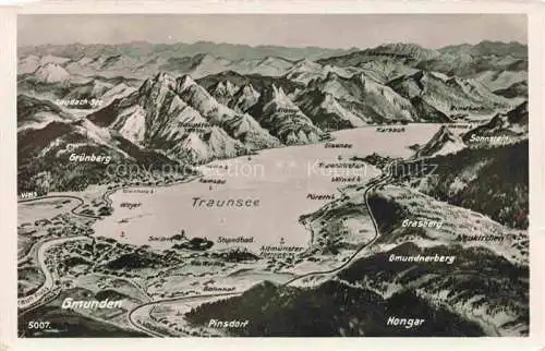 AK / Ansichtskarte Gmunden Traunsee Salzkammergut Oberoesterreich AT Panoramakarte