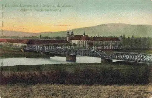 AK / Ansichtskarte Hoexter Weser Schloss Corvey Weserbruecke