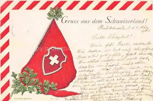 AK / Ansichtskarte Schweiz  Land Staat Schweizerland Fahne