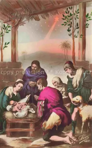 AK / Ansichtskarte Krippe Weihnachtskrippe Crib Copier Leo Nr. 487 