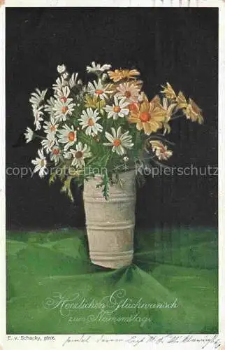 AK / Ansichtskarte SCHACKY E. von Kuenstlerkarte Nr. 194 Namentag Blumen 