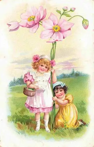 AK / Ansichtskarte Kinder Child Enfants Litho Blumen