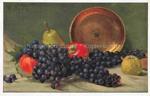 AK / Ansichtskarte Trauben Grapes Raisins Uvas Obst Fruit Frutta Fruta-- Wein Birne Apfel 