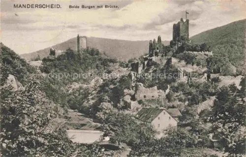 AK / Ansichtskarte Manderscheid Eifel Beide Burgen mit Bruecke
