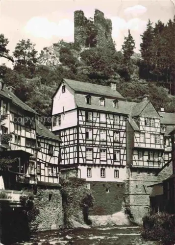 AK / Ansichtskarte Monschau Haller Ruine Fachwerkhaeuser