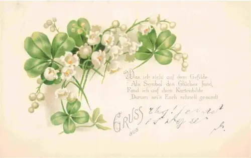 AK / Ansichtskarte Maigloeckchen Lily of the Valley Muguet Mughetto-- Gruss aus Courier Kleeblatt 