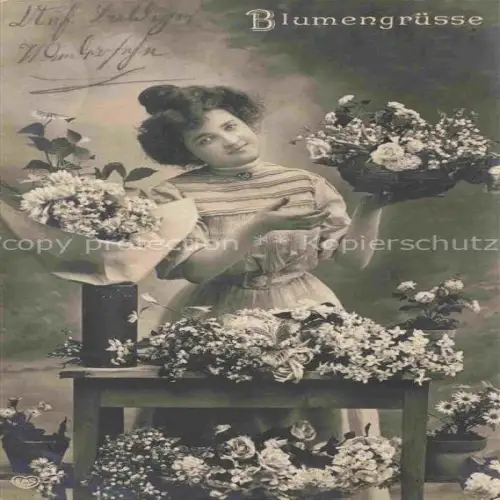 AK / Ansichtskarte Foto EAS Nr. 1209 Blumengruesse Frau 