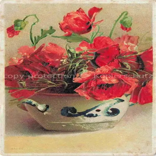 AK / Ansichtskarte Mohnblumen Poppies Coquelicots Papaveri Amapolas-- Rot Blumentopf 