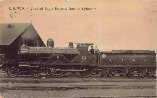 AK / Ansichtskarte Lokomotive Eisenbahn Railway-- Coupled Bogie Express Outside Cylinders 