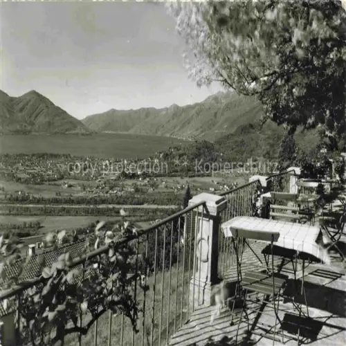 AK / Ansichtskarte LOCARNO Lago Maggiore TI Hotel Excelsior Restaurant Terrasse Fernblick