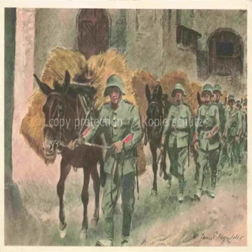 AK / Ansichtskarte Militaria Schweiz Saeumer Kolonne 