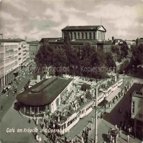 AK / Ansichtskarte STRAssENBAHN Tramway-- Cafe am Kroepcke und Operhaus Hannover