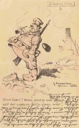 AK / Ansichtskarte POMMERHANZ K. Muenchen Kuenstlerkarte Felde Soldaten Muenchen 