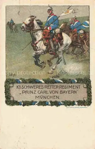 AK / Ansichtskarte Adel Bayern Monarchie Prinz Carl Muenchen Pferde Pickelhaube 