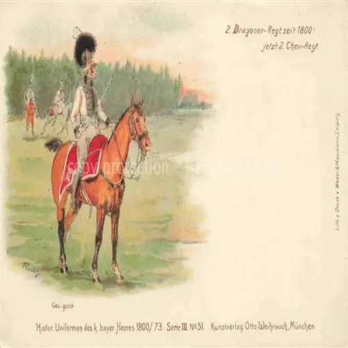 AK / Ansichtskarte Weihrauch Otto Verlag Litho Muenchen Nr. 51 Muenchen Litho Uniform Bayer Heeres Pferd