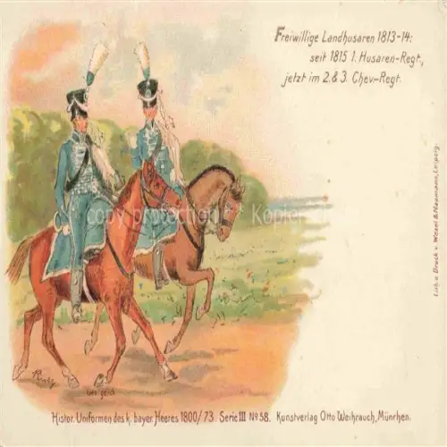 AK / Ansichtskarte Weihrauch Otto Verlag Litho Muenchen Nr. Uniform Bayer Heeres Muenchen Lands Husaren 