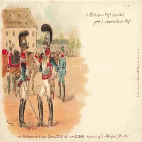 AK / Ansichtskarte Weihrauch Otto Verlag Litho Muenchen Nr. Uniform Bayer Heeres Muenchen Kuerassier Regt 