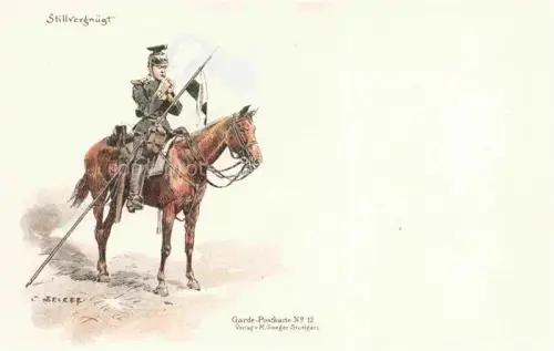 AK / Ansichtskarte Seeger M. Verlag Litho Stuttgart Nr. Stillvergnuegt Soldat Pferd Litho