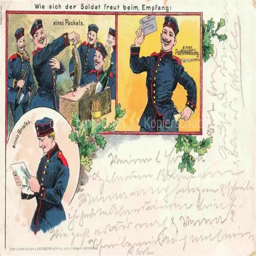 AK / Ansichtskarte Feldpost-Motiv Soldaten Briefe Litho