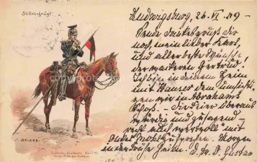 AK / Ansichtskarte Seeger M. Verlag Litho Stuttgart Nr. Stillvergnuegt Stuttgart Pferd Soldat 