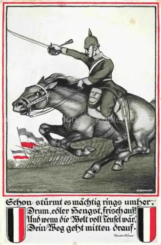 AK / Ansichtskarte GRADL H. Militaria Kuenstlerkarte Soldat Pferd Pickelhaube Schwert Nuernberg 
