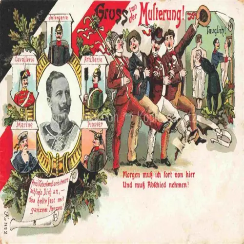 AK / Ansichtskarte Wilhelm II Adel Preussen Monarchie Musterung Cavallerie Marine 