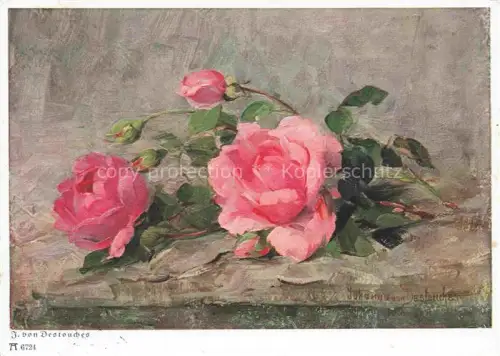 AK / Ansichtskarte DESTOUCHES J. von Kuenstlerkarte Nr. A6724 Rosa Rose