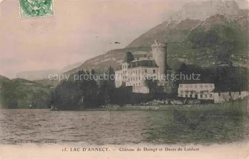 AK / Ansichtskarte Duingt Talloires ANNECY 74 Haute-Savoie Lac d'Annecy Chateau de Duingt et Dents de Lanfont