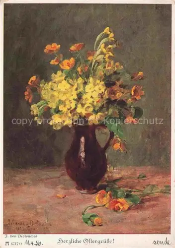 AK / Ansichtskarte DESTOUCHES J. von Kuenstlerkarte Nr. A 67140 Ostergruesse Blumen