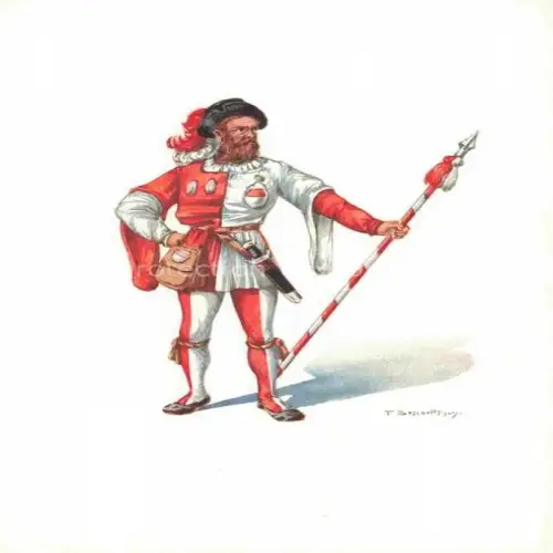 AK / Ansichtskarte BOSCOVITS Fritz (1871-1965) Kuenstlerkarte Schweiz Schweiz Standeslaeufer von Solothurn Kostuem XVI Jhrh.