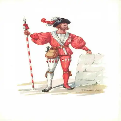 AK / Ansichtskarte BOSCOVITS Fritz (1871-1965) Kuenstlerkarte Schweiz Schweiz Standeslaeufer von Unterwalden Kostuem XVI Jhrh.