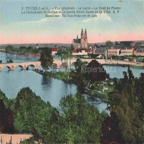 AK / Ansichtskarte TOURS 37 Indre-et-Loire Vue generale La Loire Le Pont de Pierre La Cathedrale St Gatien
