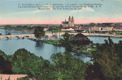 AK / Ansichtskarte TOURS 37 Indre-et-Loire Vue generale La Loire Le Pont de Pierre La Cathedrale St Gatien