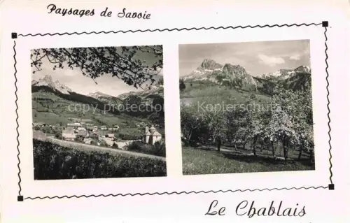 AK / Ansichtskarte Bernex  GE Le village et le Mont Cesar Pommiers en fleurs au pied de la Dent d'Oche